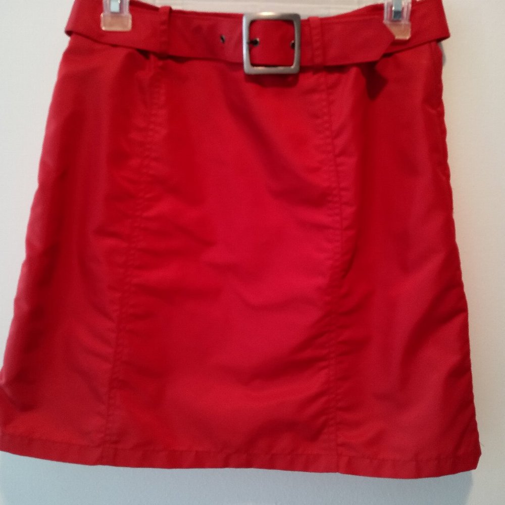 Anne Klein Red Nylon Skirt w/Belt